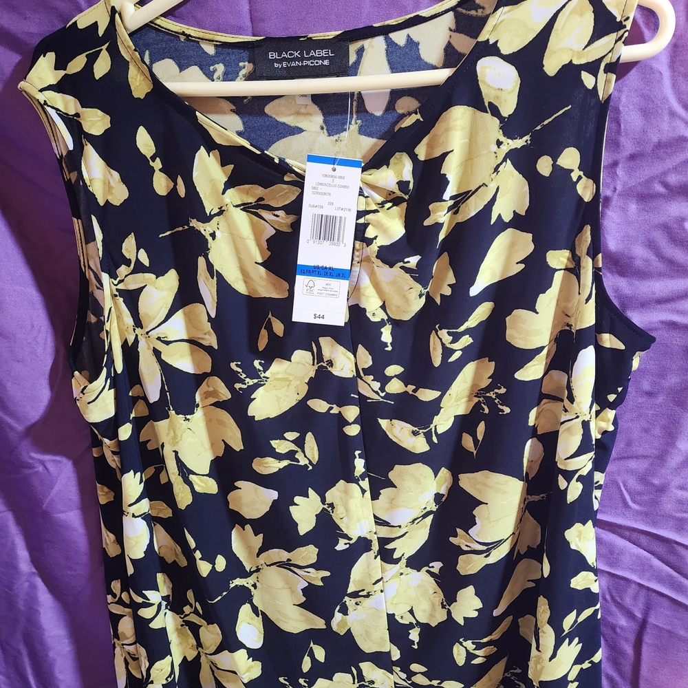 Black Label Women's Floral Top - Yellow and Black